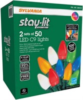 SYLVANIA Stay-Lit LED C9 Lights, 2x50, In/Out