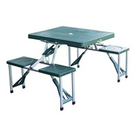 4-Person Green Folding Picnic Table Set
