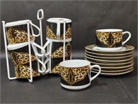 Cheetah American Atelier Gold Hue Mugs Saucers