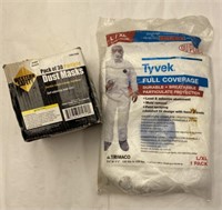 Box of Dust Masks & Disposable Full Coverage Suit,
