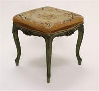 French Footstool w/Needlepoint Seat