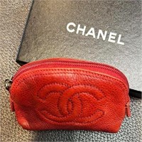 Vintage Chanel tiny red make up pouch