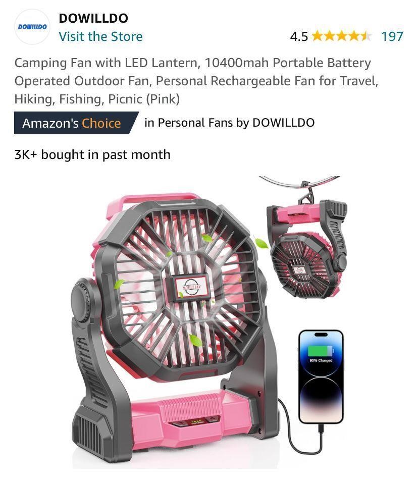 Camping Fan with LED Lantern