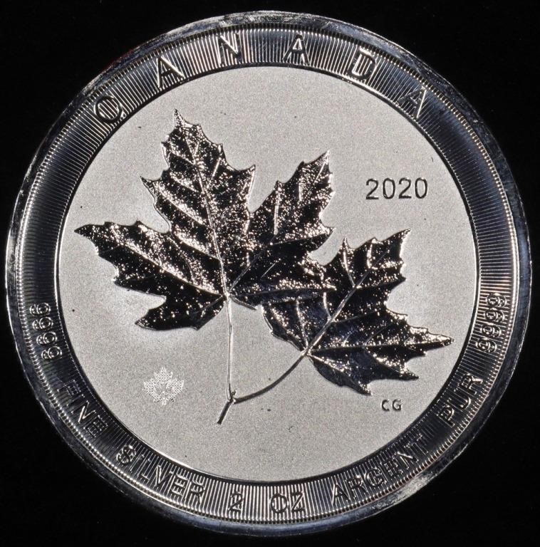 (1) 2 OZ .999 SILV 2020 CANADIAN TWIN MAPLES ROUND