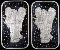 (2) 1 OZ .999 SILVER GUARDIAN ANGEL BARS