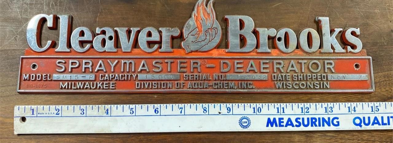 Cleaver Brooks Spraymaster Metal Sign