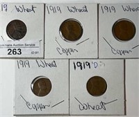 (5)1919-PD Wheat Cents