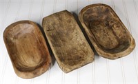 (3) Wooden Carved Bowls