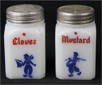 Pair of Milk Glass Spice Shakers