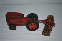 Vintage Metal Farm Tractor & Burrow - As Is