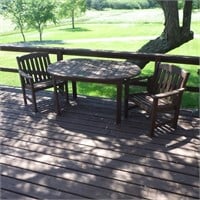"REDWOOD" TABLE & 2 CHAIRS (TABLE 60 x 38)