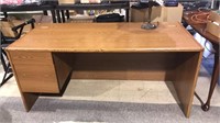 Two drawer oak style desk, 30 x 65 x 30, one