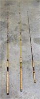 3pc Vtg Cork Handle Fishing Rods
