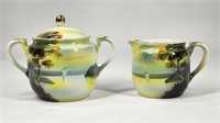 HAND-PAINTED NORITAKE SUGAR & CREAMER