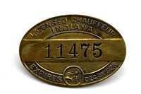 1926 Indiana Licensed Chauffeur Pin Badge 1.5”