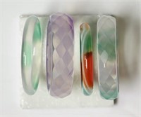 4 Genuine Multicoloured Agate Rings