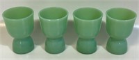 FOUR VINTAGE UNMARKED JADEITE EGG CUPS