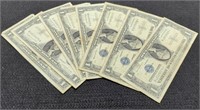 (8) 1957 $1 Silver Certificate Notes inc/