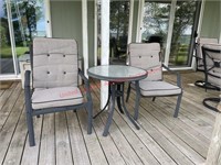 Smaller Round Glass Top Patio Table w/ 2 Chairs