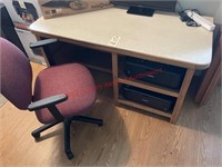 Wood Office Desk & Rolling Padded Office Chair