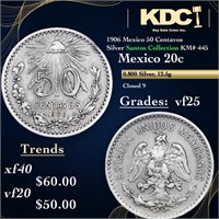 1906 Mexico 50 Centavos Silver Santos Collection K