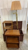 Wicker Chest ( rough ) plant stands & Floor Lamp