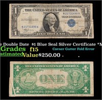 1935 Rare Double Date  $1 Blue Seal Silver Certifi