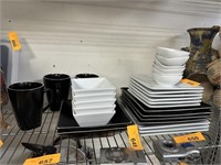 LOT OF DISHES MIXED SETS SIMILAR BLACK & WHITE