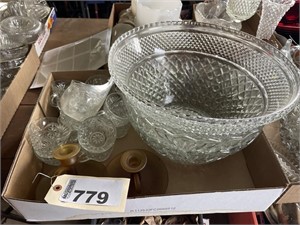 Punch bowl with cups & candlestick holders