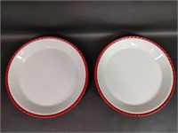 Two Red and White Plates / Pie Pans