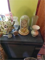 Collection of vases and anniversary clock