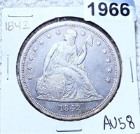 1842 Seated Liberty Dollar CHOICE AU