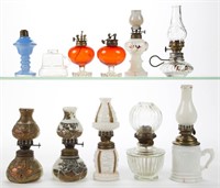 ASSORTED FREE-BLOWN MINIATURE LAMPS, LOT OF 11,