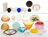ASSORTED GLASS AND METAL MINIATURE LAMP SHADES