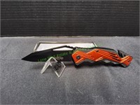 Master USA Orange & Black Pocket Knife w/ Clip