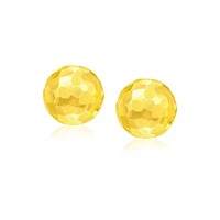 14k Gold Round Faceted Style Stud Earrings