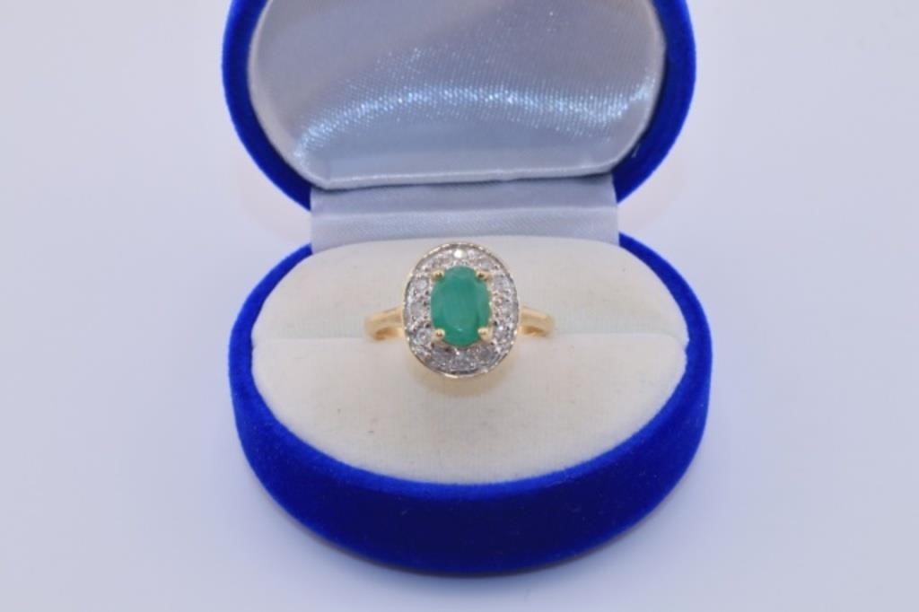 3.9 G 14K GOLD EMERALD & DIAMOND RING | Live and Online Auctions on ...