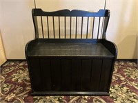 Black Wood Storage Bench