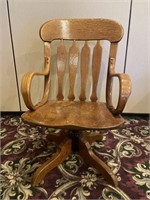 Oak Swivel Rocking Office Chair