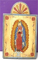13"x8" Handpainted Santos Our Lady Of Gaudalupe