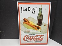 11 x 16" Metal Hot Dog Coca Cola Sign