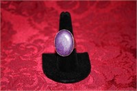Large Sterling ring with purple stone