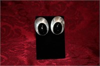 Pair of Sterling earrings with black stones
