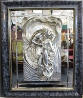 Sterling Silver Mirror Italy 3D Wall Panel,Signed