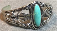 Nice Sterling & Turquoise Cuff Bracelet