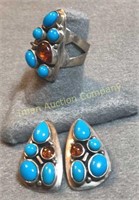Sterling & Turquoise & Amber Set