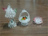 (3) Diminutive String Glass Figures