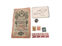 Vintage Unposted Stamps, Money & Silver Items