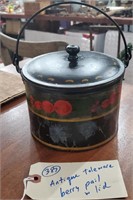 Old metal toleware berry bucket / lunch pail bail