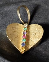 14k gold pendant with multicolored stones